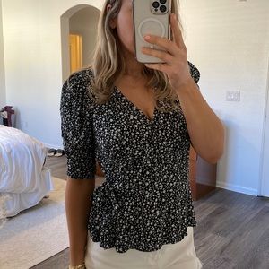 Floral wrap top